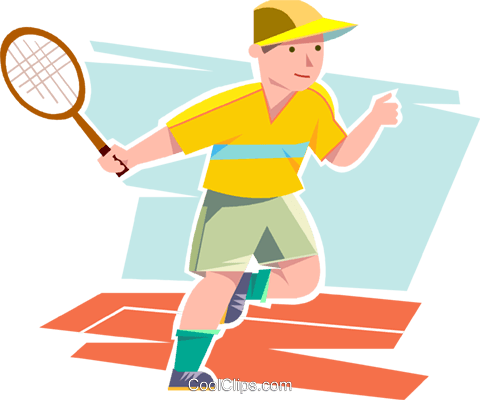 Boy Playing Tennis Royalty Free Vector Clip Art Illustration - Clip Art (480x400), Png Download