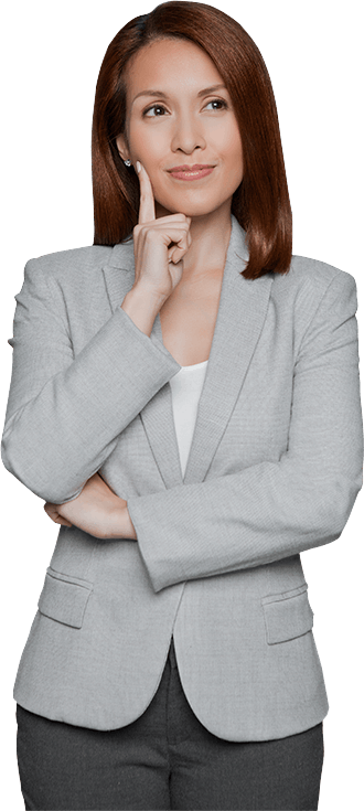 Woman Standing And Thinking - Businessperson (330x735), Png Download