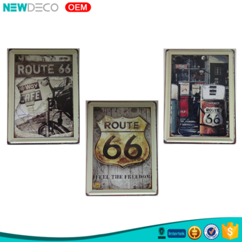 American Route 66 Road Design Metal Tin Sign Plaque - ブリキ看板 アンティークメタルプレート M [route 66 A] (350x350), Png Download