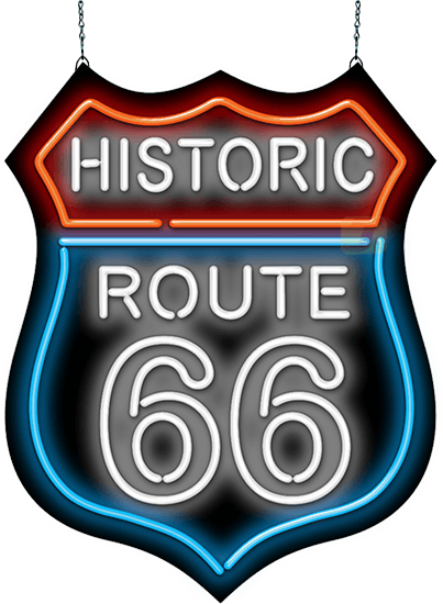 Historic Route 66 Neon Sign - Jantec Neon Products (403x550), Png Download