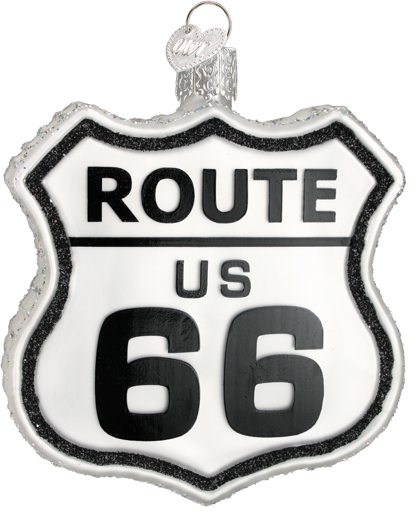 Historic Route 66 Road Sign Glass Ornament - Cars Route 66 Sign (1200x1200), Png Download