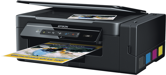 Impresora Multifunción Epson L395 - Epson L395 Color Ink-jet - Printer / Copier / Scanner (700x349), Png Download