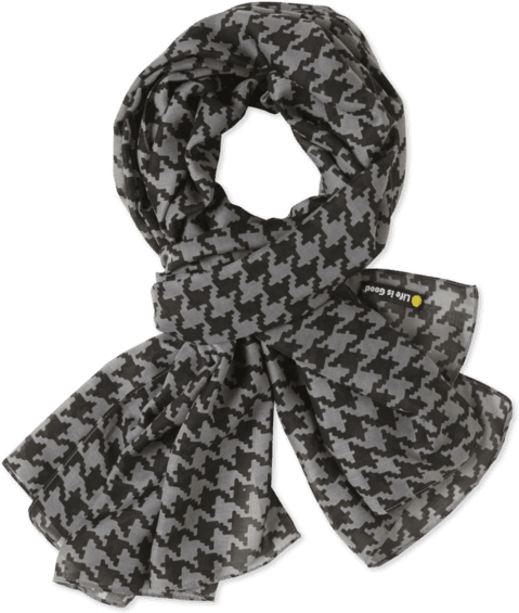 Houndstooth Lightweight Scarf - Life Is Good Women's Lightweight Scarf Night Black (570x570), Png Download