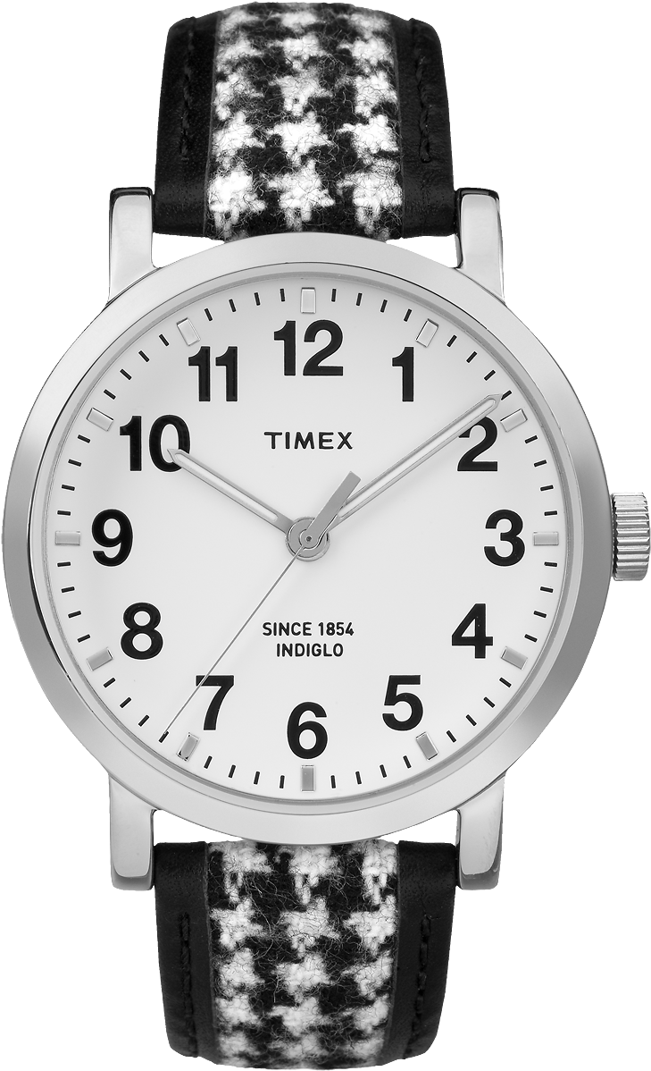 Originals Houndstooth Silver-tone/black/white Large - Timex Originals Watch With Houndstooth Black/white (1000x1200), Png Download