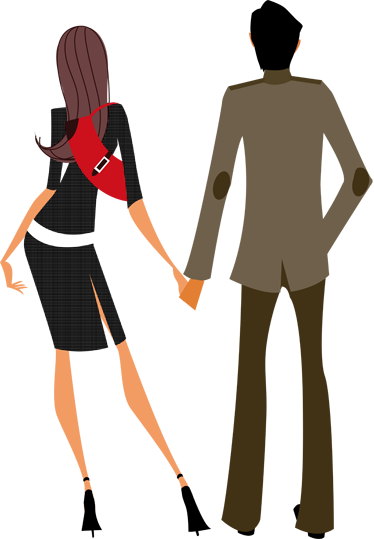 Vinilo Decorativo Pareja De Espaldas - Couple Holding Hand Vector Png (374x539), Png Download