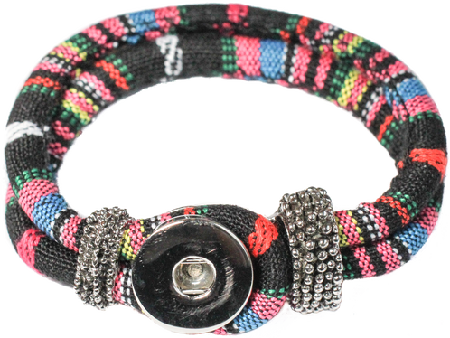 Black And Pastel Rainbow Colored Fabric Bracelet With - Bracelet (498x374), Png Download