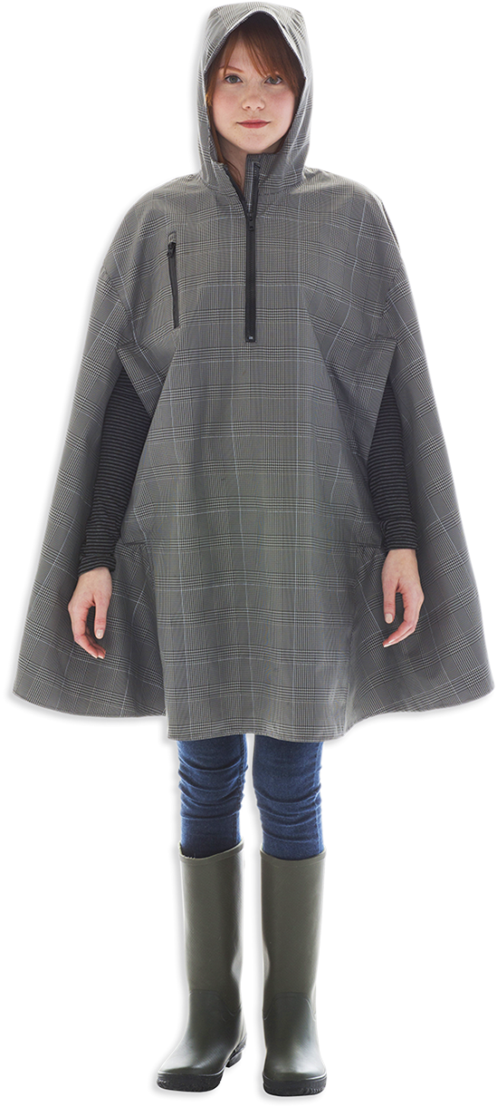 Electric Houndstooth, High Performance Rain Cape By - Cleverhood Cape (900x1255), Png Download