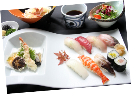 Nigiri Sushi And Tempura Lunch ¥2,500 - Gimbap (473x336), Png Download