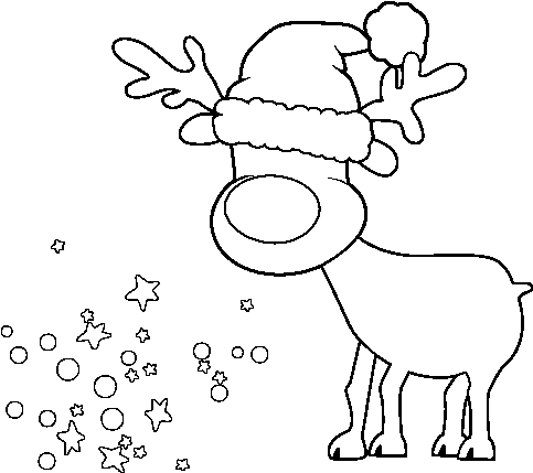 Dibujo De Reno Con Gorro Para Colorear - Drawing (600x470), Png Download