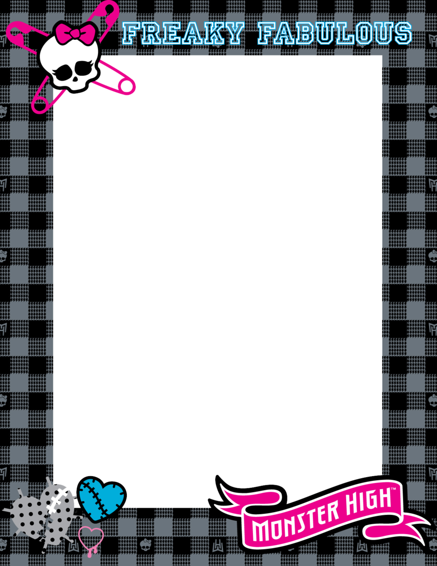 Monster High Lovers Pack Monster High Molduras - Monster High Page Borders (900x1165), Png Download