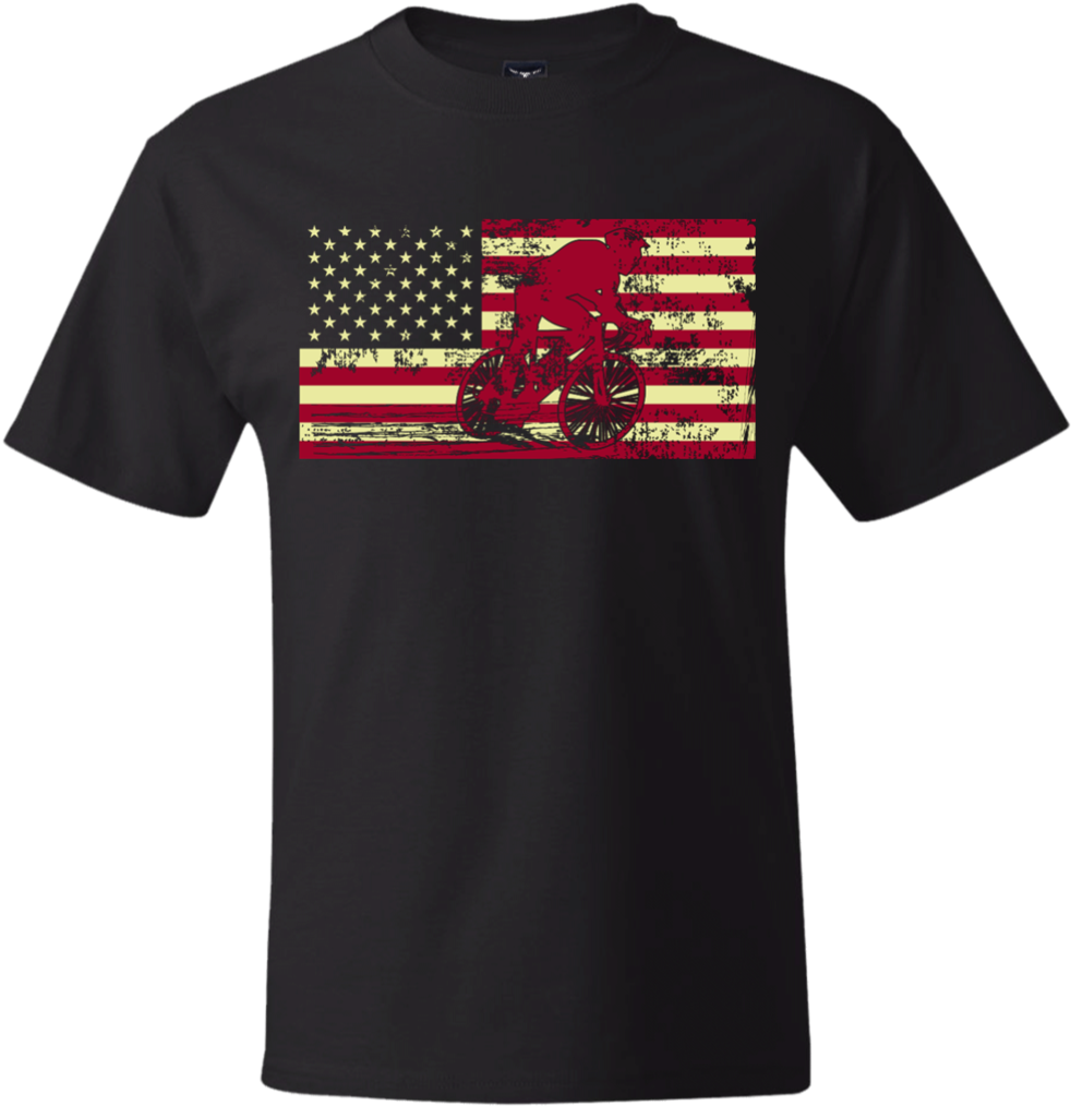 Male Cyclist Silhouette On The American Flag Create - Diamond Hustlr Premium Tee (1024x1024), Png Download