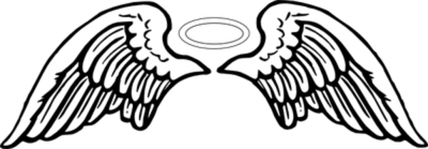 Angel Wings With Halo Silhouette (600x209), Png Download