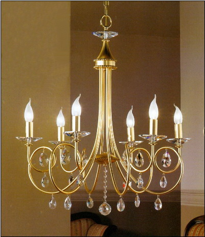1127 Swarovski Crystal Chandelier - Orion Violetta Chandelier Six Bulbs Gold (500x500), Png Download
