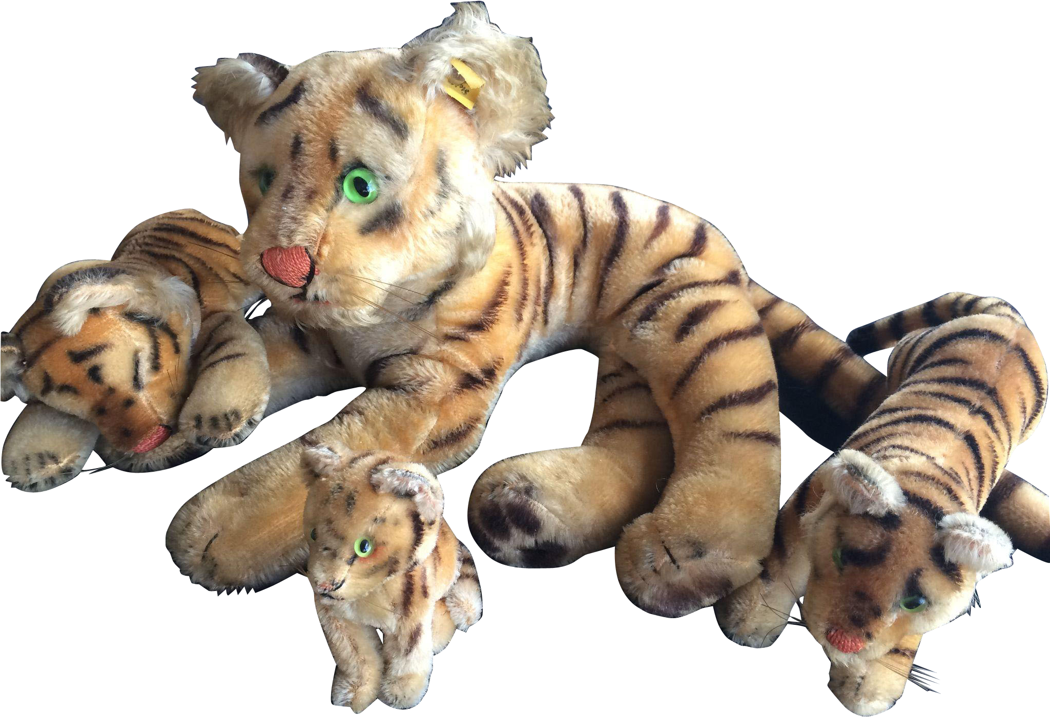 Vintage Auth Steiff Tiger Family, Large 24" & 3 Baby - Paw (2048x2048), Png Download