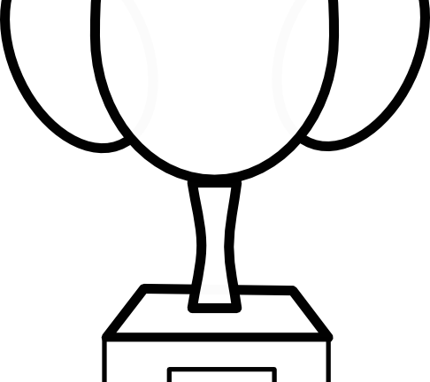 Trophy Clipart Png Black And White (486x432), Png Download