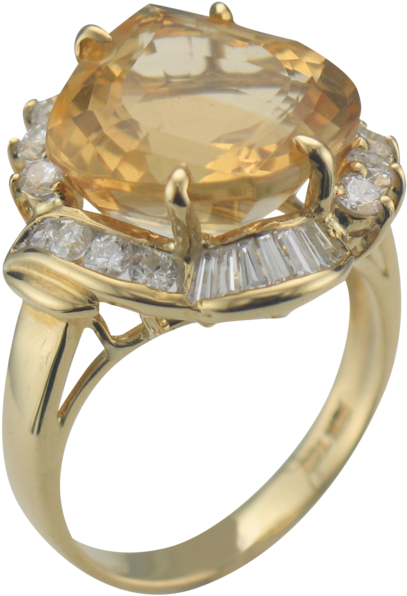 18k Yellow Gold Diamond & Golden Beryl Ring (1000x750), Png Download