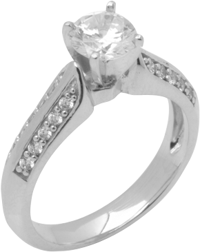 14k White Gold Diamond Ring D2035 - Engagement Ring (800x800), Png Download