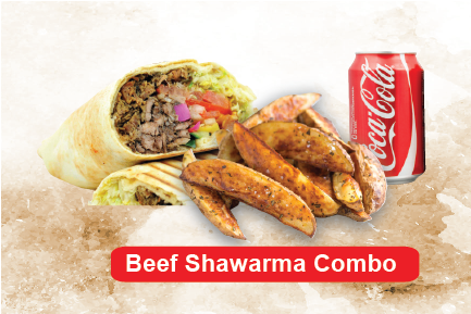 Beef Shawarma Wrap Combo - Bánh (590x352), Png Download