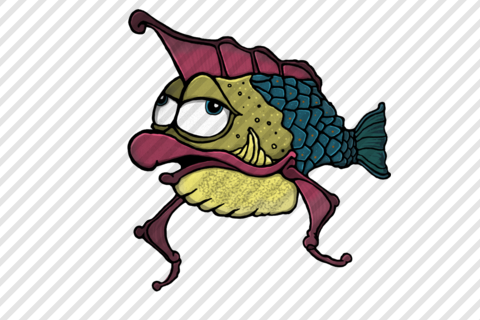 Hand-drawn Cartoon Alien Fish By Aaron Goodson - Illustration (480x320), Png Download