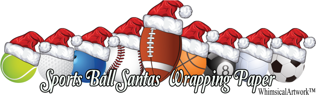 Sports Lovers Christmas Gift Wrap Whimsicalartwork™ - Santa Claus (1024x310), Png Download