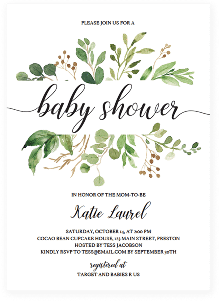 Bridal Shower Invitations Greenery (819x1024), Png Download