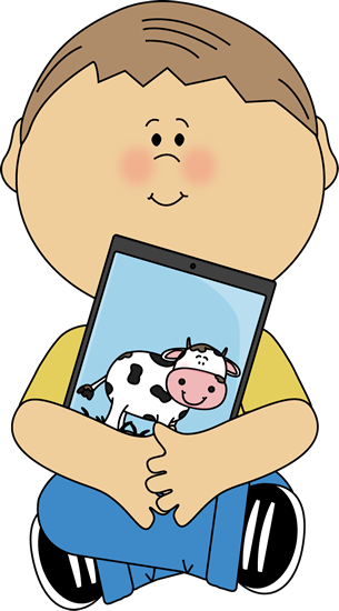 Kid Sitting With A Tablet - Ipad Clipart (305x550), Png Download