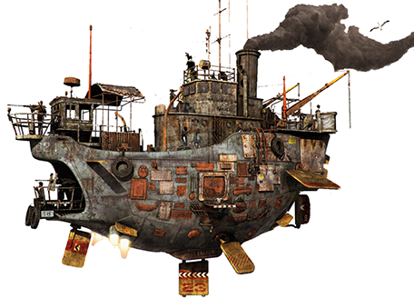 Calling All Airships - Steampunk Airship (456x328), Png Download