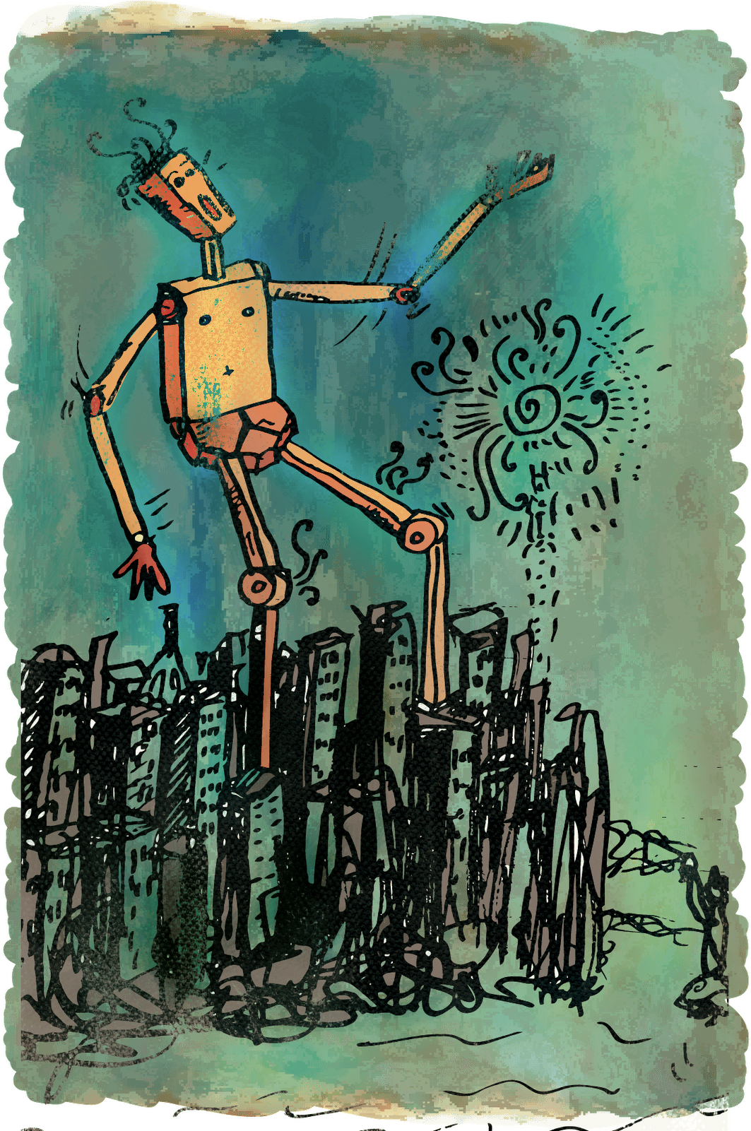 Giant Robot - Modern Art (1092x1600), Png Download
