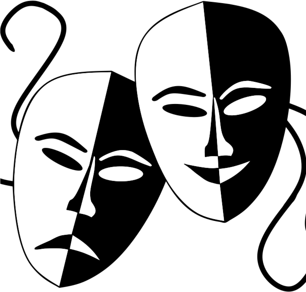 Theatre Masks Clip Art Onlinelabels Clip Art Tragedy - Theater Masks Clipart (1024x1024), Png Download