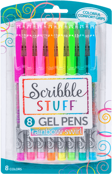 Home / Products / Gel Pens / 8ct Rainbow Swirl Gel - Rainbow Swirl Ink Pens (600x600), Png Download