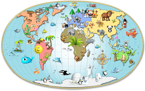 Mapa Mundi Animado 3d - Kontinente Kinder (490x490), Png Download