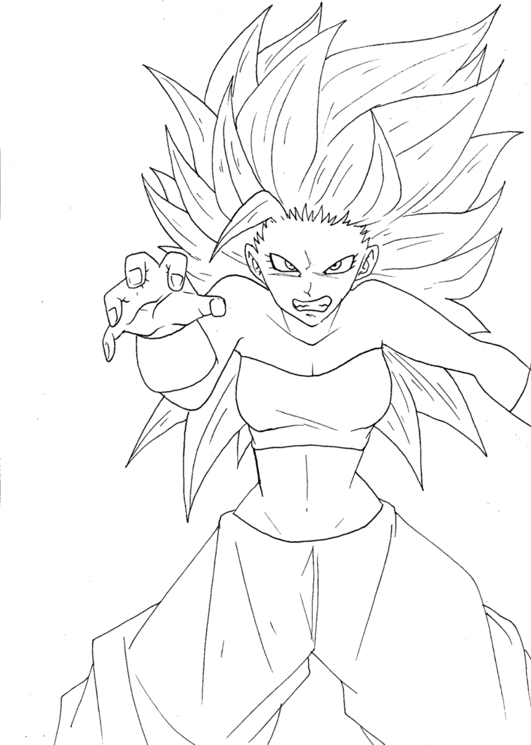 307kib, 755x1059, Caulifla Ssj3 Line By Darkboom59430-dbjk0di (755x1059), Png Download