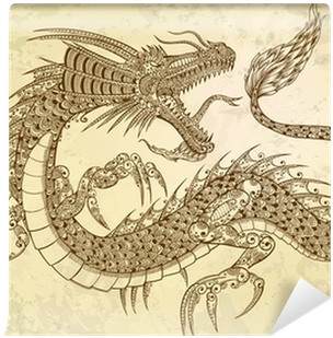 Henna Tattoo Dragon Doodle Vector Wall Mural • Pixers® - Tattoo Dragon Royal (400x400), Png Download