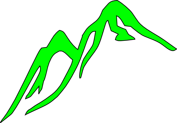 Mountain Outline Green Clip Art At Vector Clip Art - Grey Mountain Clip Art (600x419), Png Download