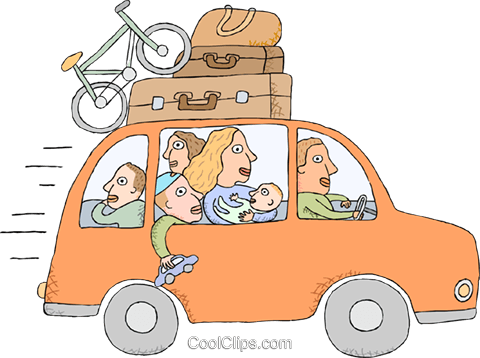 Family On Road Trip Royalty Free Vector Clip Art Illustration - Last Minute Vacations In California: Family Vacation (480x358), Png Download