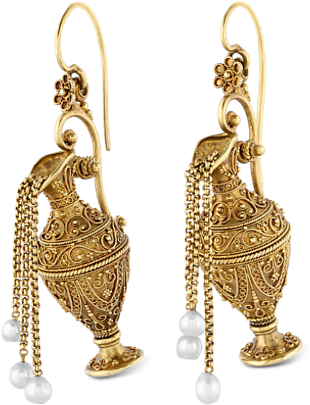 Etruscan Revival Gold Earrings - Not Applicable Etruscan Revival Gold Earrings (650x812), Png Download
