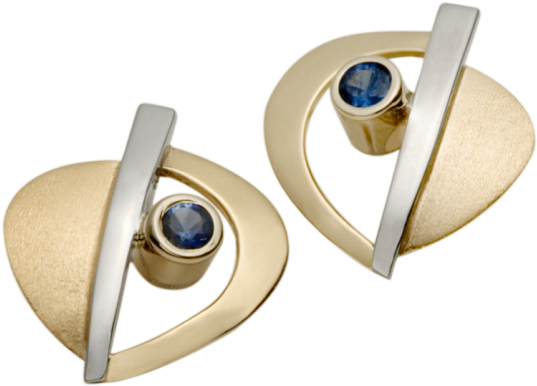 14k Yellow And White Gold Earrings With Saphyrs - Earrings (580x430), Png Download