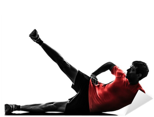 Man Exercising Fitness Workout Feet Up Silhouette Sticker - Exercise (400x400), Png Download