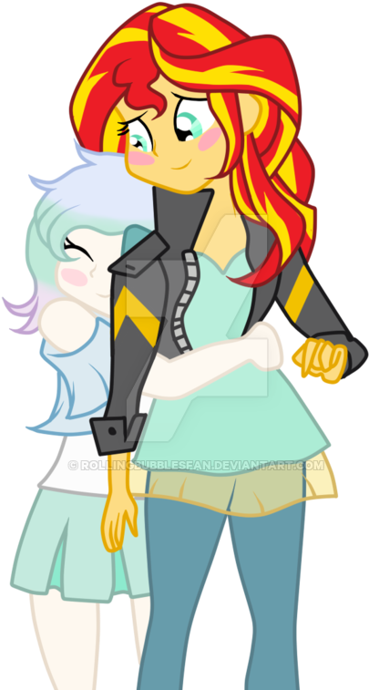 Artist Blushing Equestria Girls Friendship Games Hug - Cartoon (1024x794), Png Download