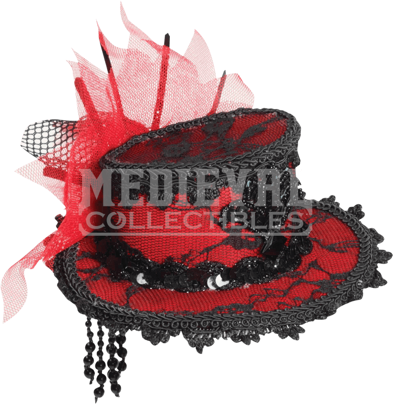 Steampunk Mini Red Lace Top Hat - Women's Mini Hat (850x850), Png Download