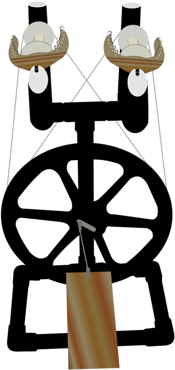 Spinning Wheel Yarn Wool Fiber - Spinnewiel Png (358x749), Png Download