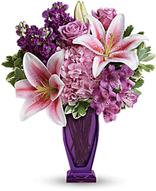 Blushing Violet - Flowers - Blushing Violet Bouquet - Regular (600x673), Png Download