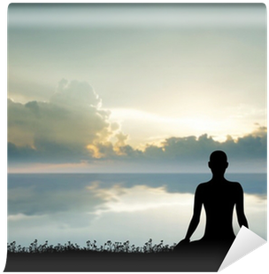 Silhouette Of A Woman Doing Yoga Exercise - Meditation (400x400), Png Download