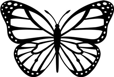 Butterfly With Dots Tattoo - Black And White Butterfly (400x400), Png Download