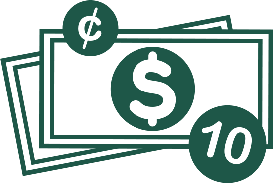 10 Dollar Bills And Cent Symbol - United States Dollar (547x375), Png Download