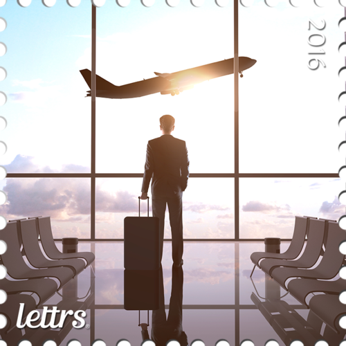 Medium Stamp Planetravel - Man Airport (500x500), Png Download