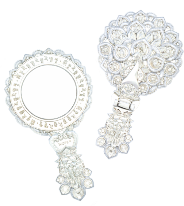 Tara Peacock Mirror White Gold Color - World Of Feng Shui (600x674), Png Download