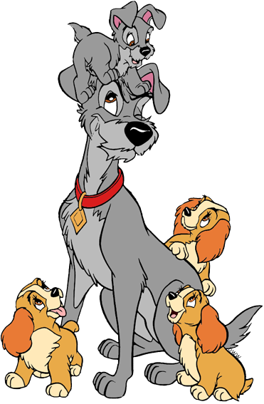 Puppy Lady, Puppies Tramp, - Lady And The Tramp Coloring (371x567), Png Download
