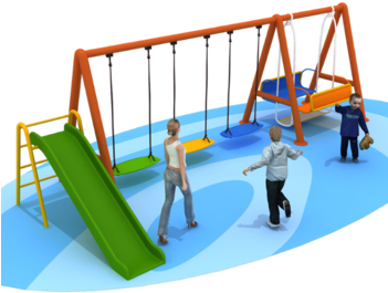 Slide And Swing Set Playground Metal Outdoor Kids Swing - Swing (350x350), Png Download