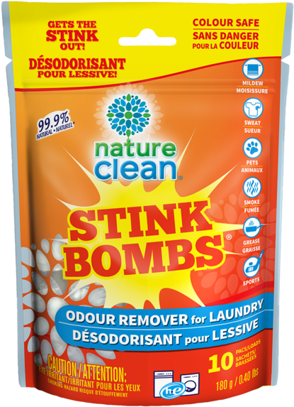 Stink Bombs - 10 Pacs - Fragrance Free - Nature Clean Odour Remover Laundry Packs (480x480), Png Download